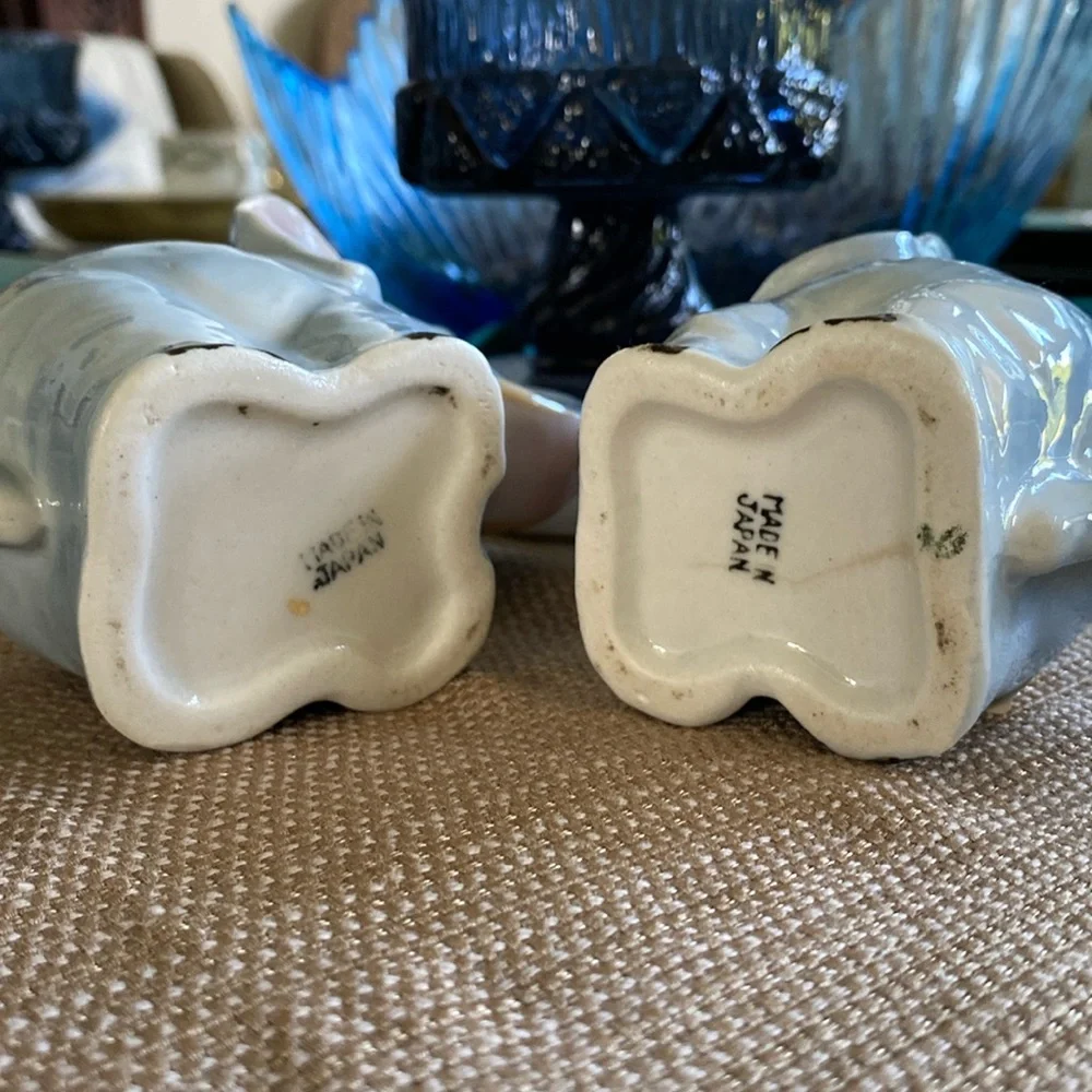 Vintage Ceramic “Trunks Up” Elephants Lidded Sugar Bowl & Creamer